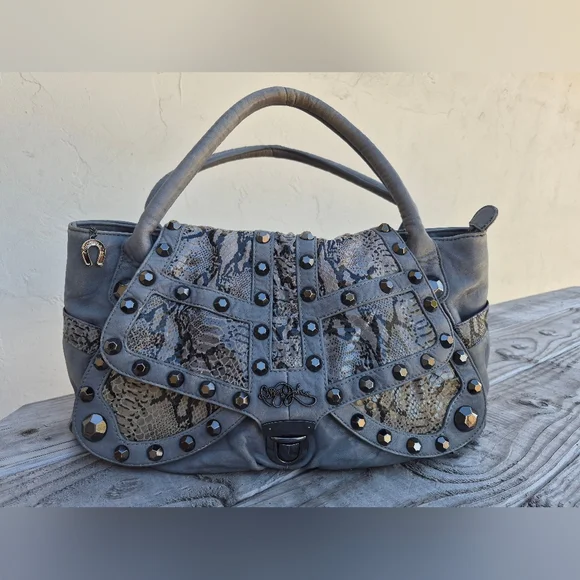 BETSEY JOHNSON VINTAGE LEATHER 'BUTTERFLY BLING' SATCHEL - Picture 2 of 12